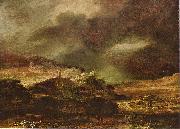 Rembrandt Peale Stadt auf einem Hogel bei sturmischem Wetter France oil painting artist